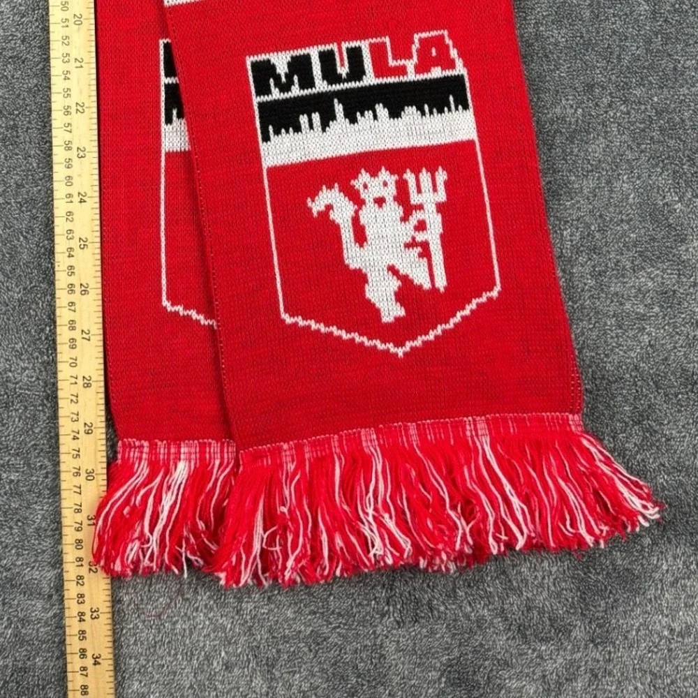 Ruffneck Scarves Manchester United MULA Red Black White Striped Fan Scarf Fringe